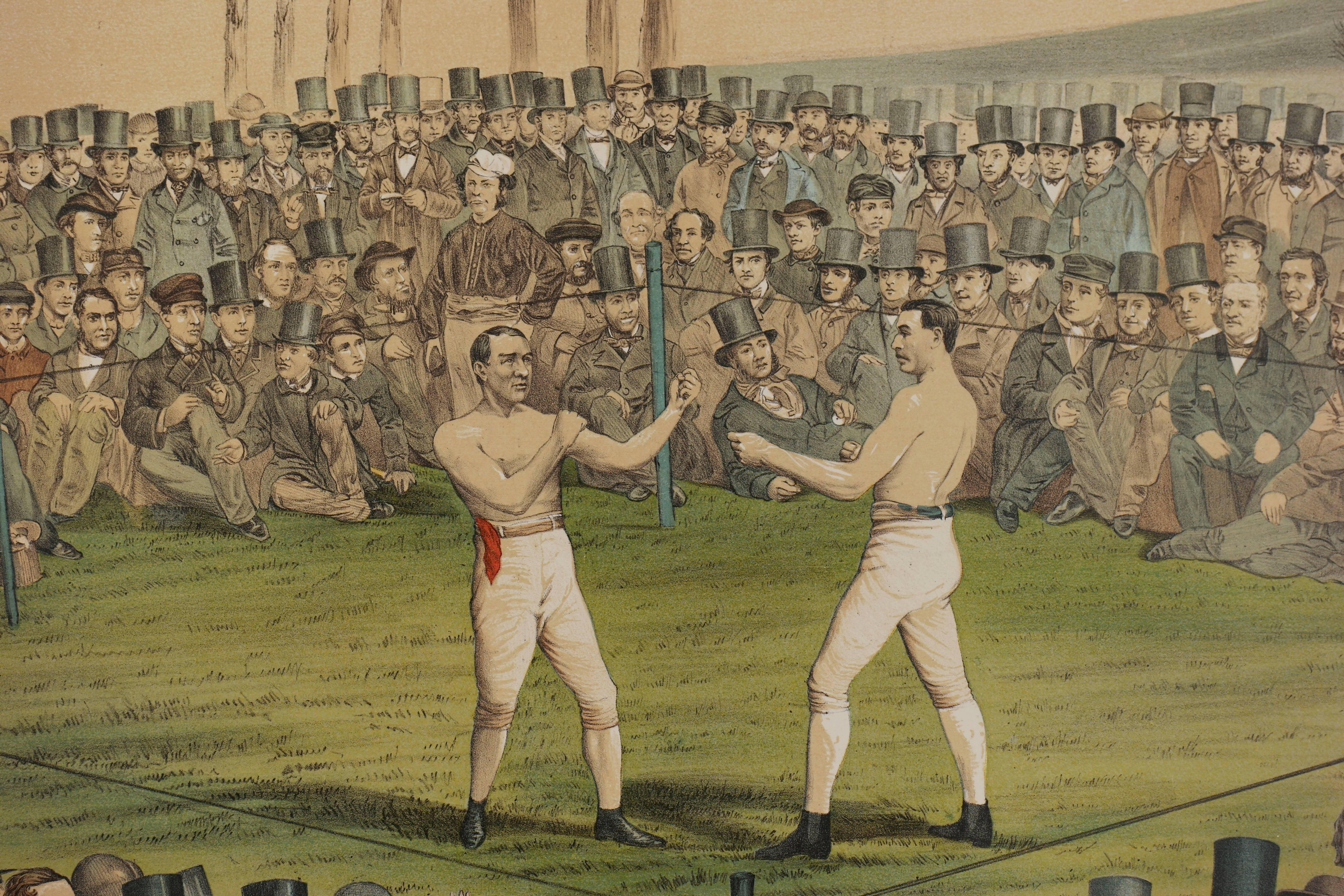 International Boxing Match  Between Heenen and Sayers 1860 - Realist Print by W. L. Walton