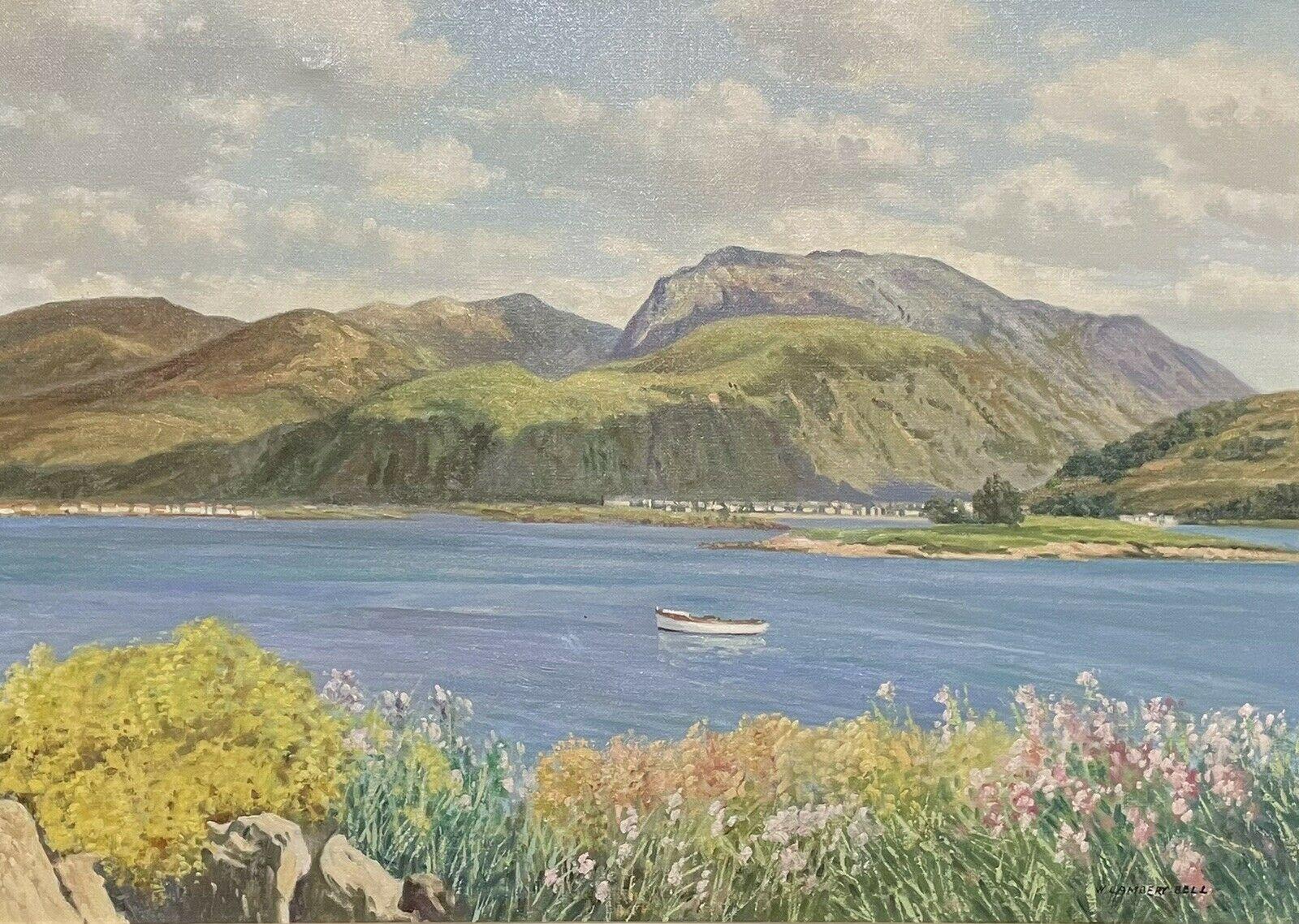 W. Lambert Bell Landscape Painting - Coastal Cliff Top Seascape Landscape signed British Oil Painting