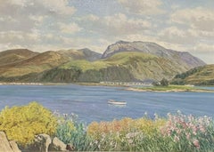 Vintage Coastal Cliff Top Seascape Landscape signed British Oil Painting