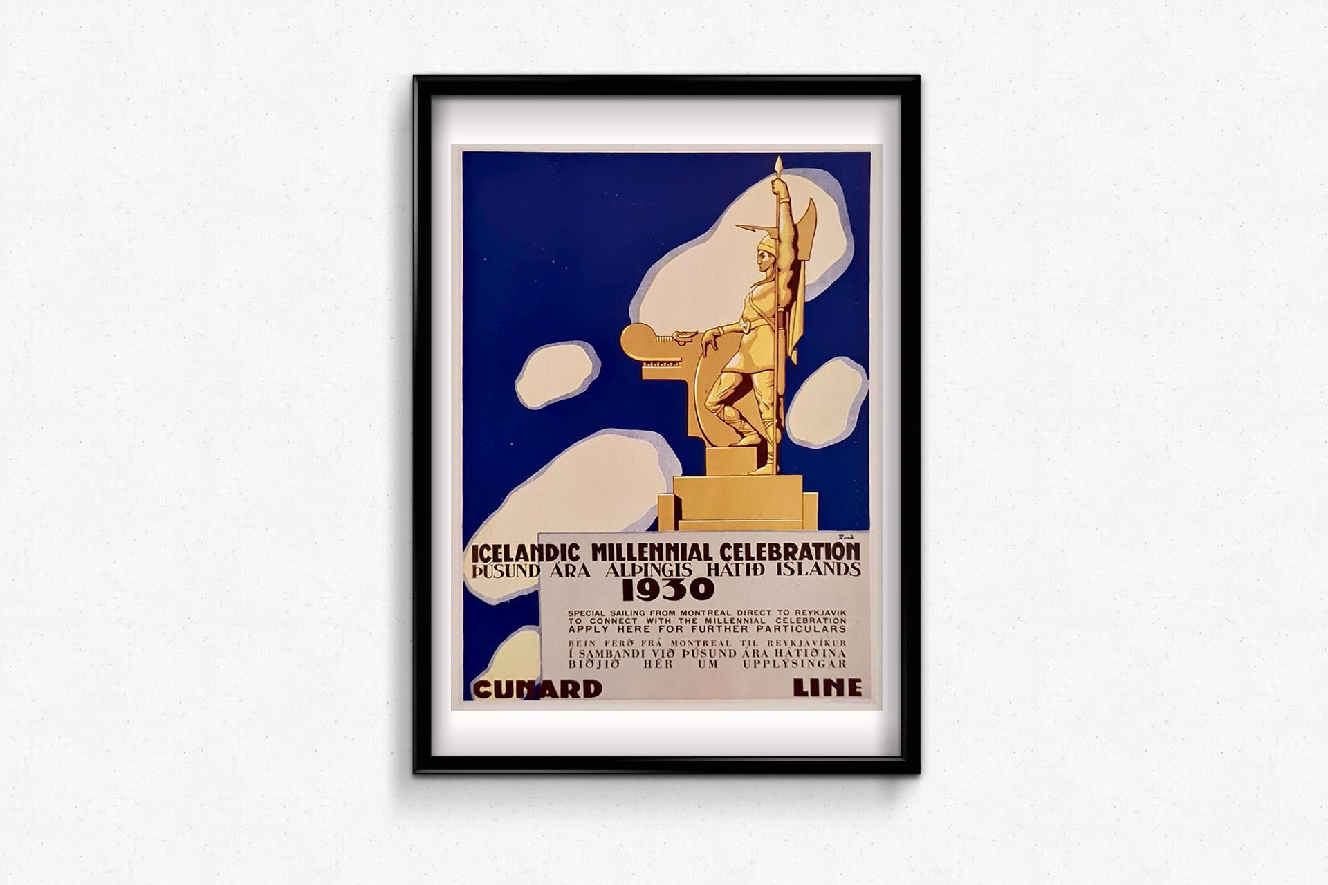 1930 original poster by W. Langdon Kihn for the Icelandic Millennial Celebration For Sale 1