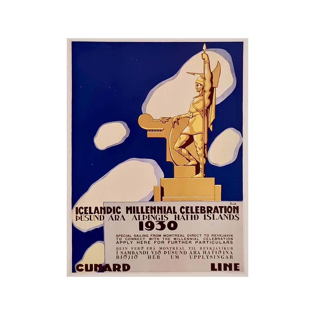 1930 original poster by W. Langdon Kihn for the Icelandic Millennial Celebration For Sale 3
