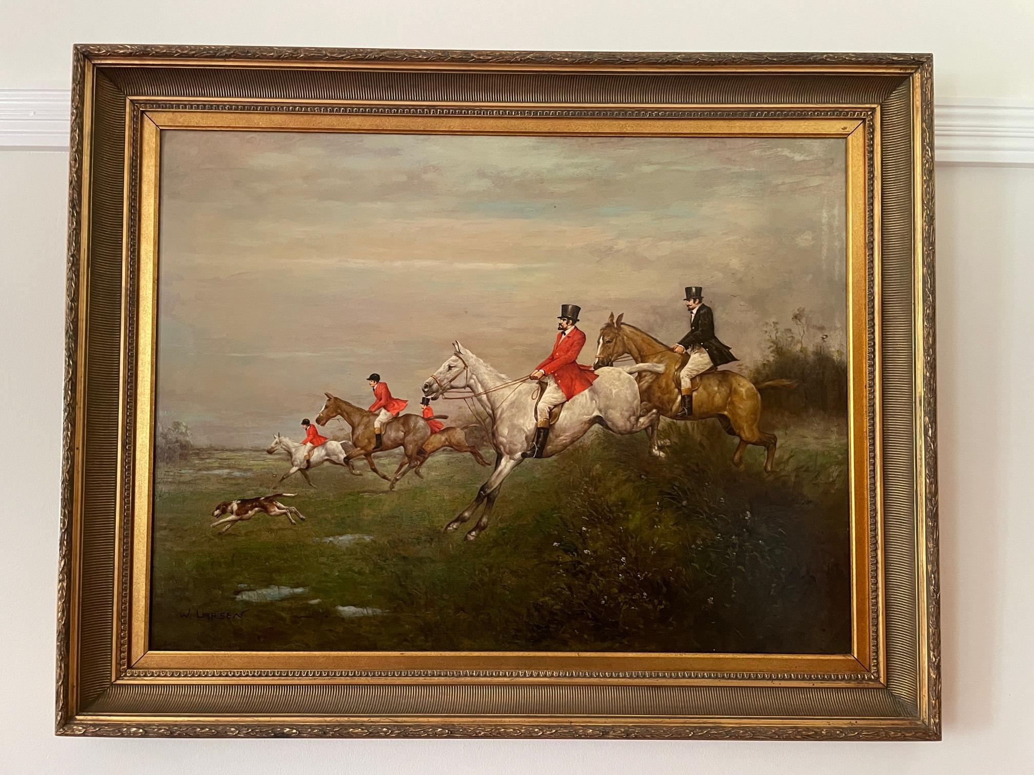Off to the Hunt! - Painting by W. Larsen