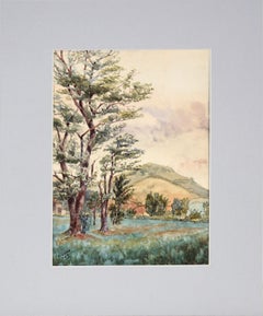 Tree-Filled Valley and Mountains in West Brighton Staten Island Watercolor 1905