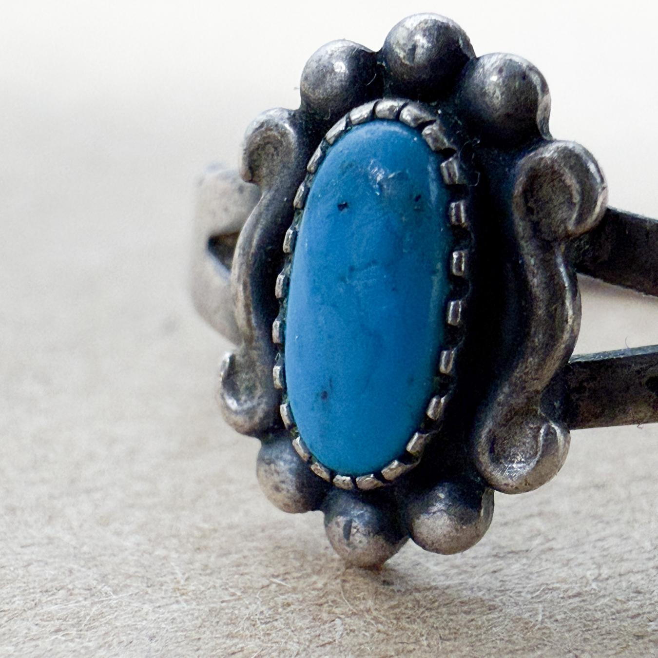 20th Century W & M Sterling Silver Navajo Turquoise Ring For Sale