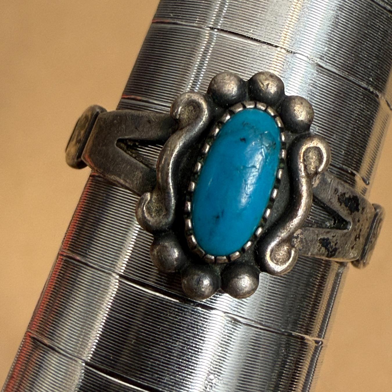 W & M Sterling Silver Navajo Turquoise Ring For Sale 3