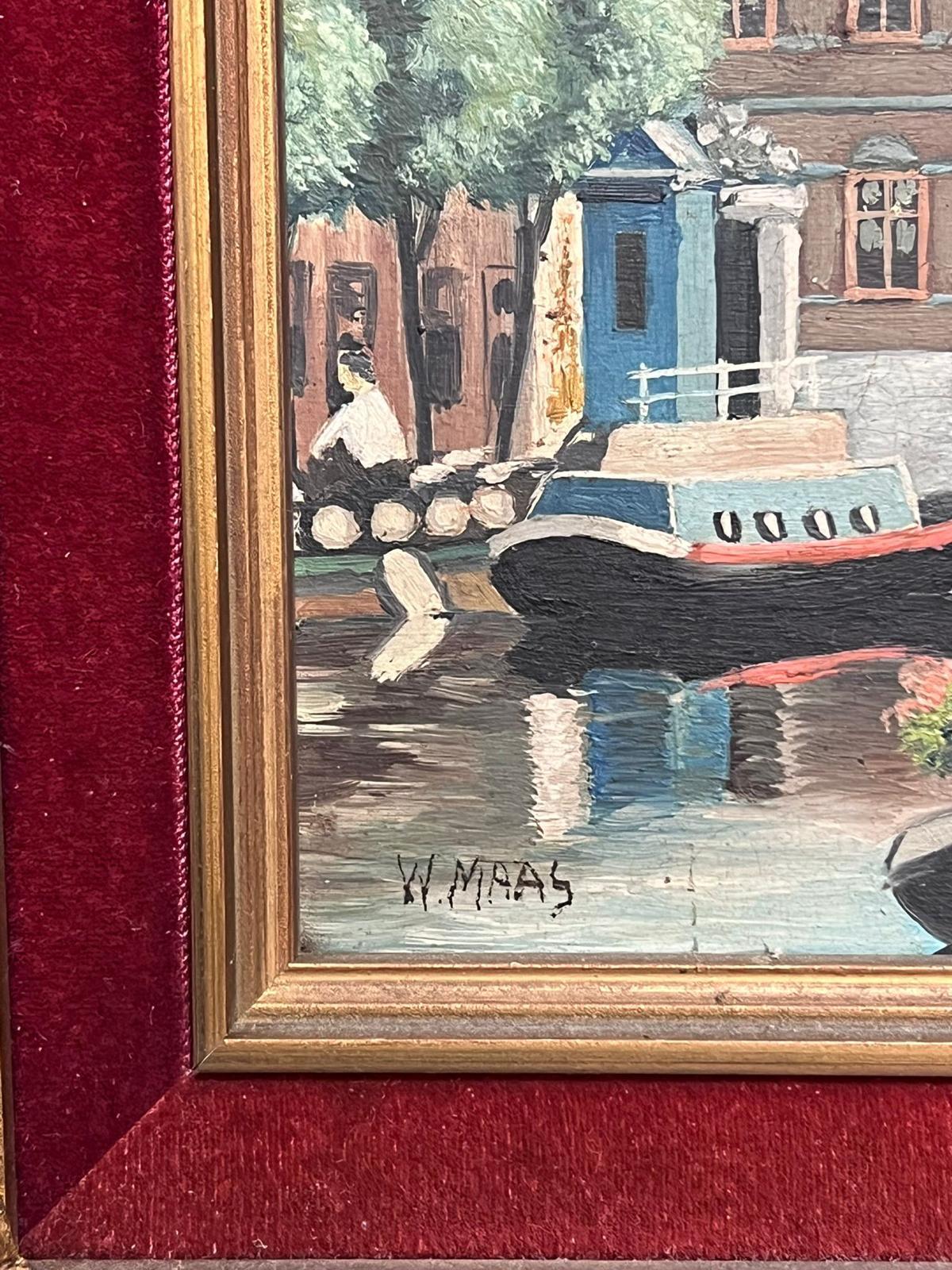 Vibrant Spring Market Day by the Canal in Amsterdam Oil Painting Signed Painting 3