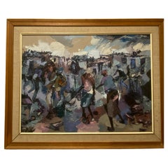 W. Mandla Koboka (Sudáfrica) - Soweto Township - Pintura al óleo sobre lienzo