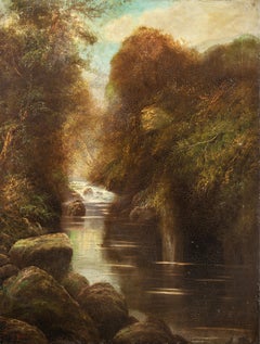 W. Miller (peintre britannique) - Peinture de paysage du XIXe siècle - Chutes de rivière