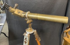 W. Ottway & Co Ltd Brass Power 7 Telescope on Wooden Tripod Stand