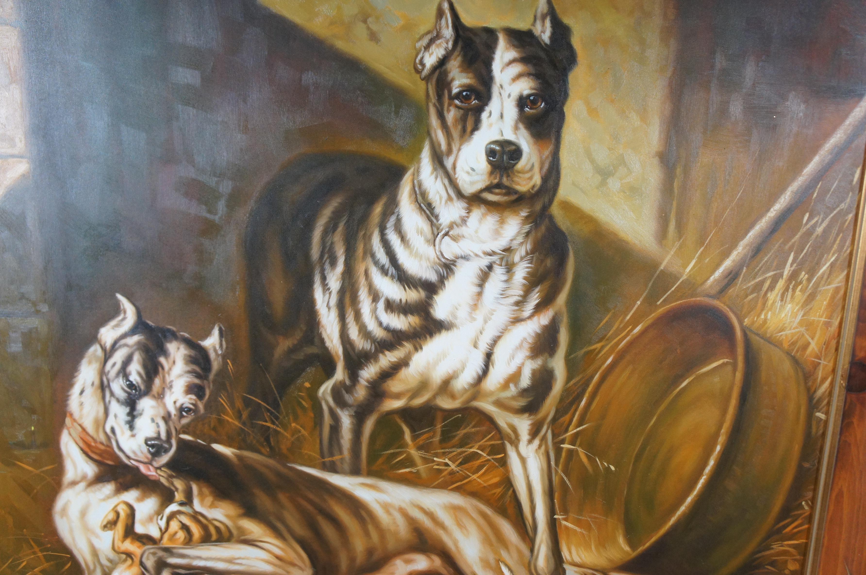 Portrait de famille anglaise d'un bulldog chien, peinture à l'huile sur toile 51