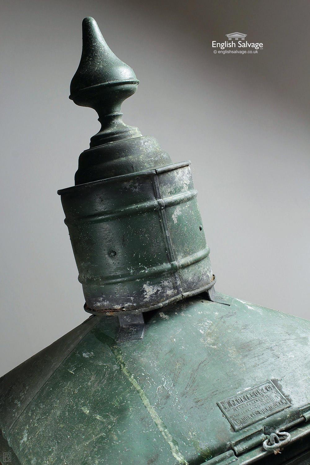 Metal W. Parkinson & Co Green Victorian Gas Light, 20th Century For Sale