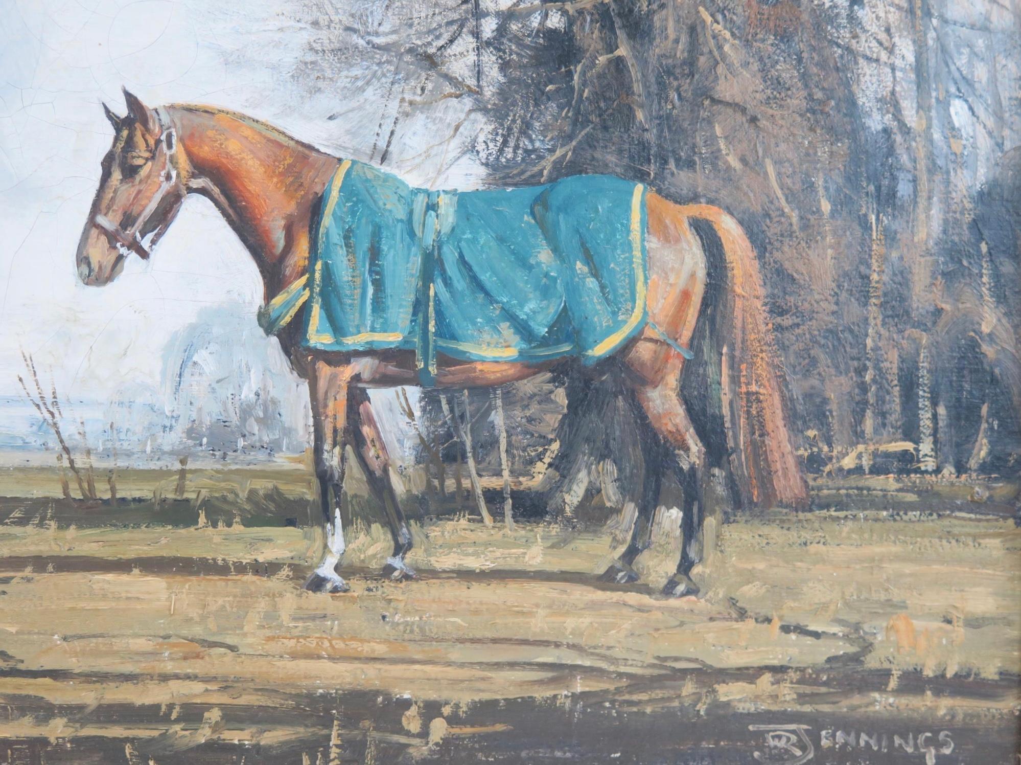 „Kupfer & Blau“ – Pferde in einer Landschaft (Moderne), Painting, von W. R. Jennings