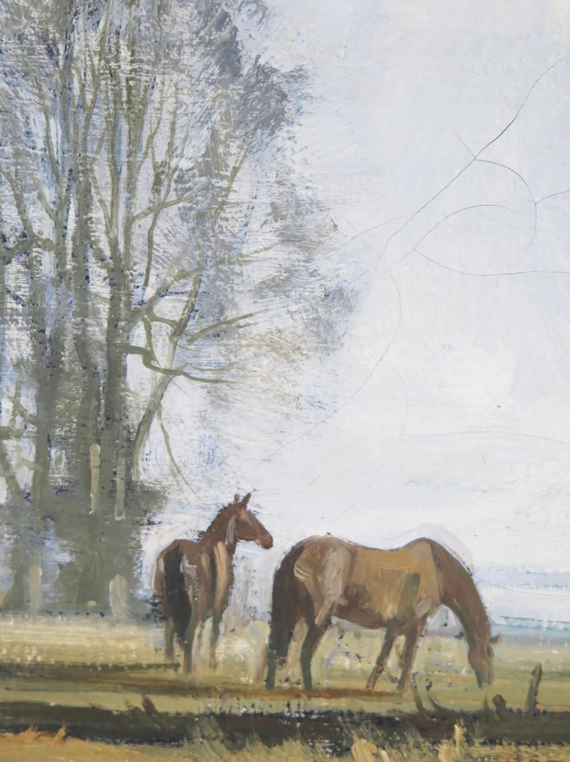 William Robin Jennings (1927-2005)
„Kupfer & Blau“ – Pferde in einer Landschaft
Öl auf Leinwand
Signiert unten rechts
Leinwand Größe - 14 x 18 in


Walter Robin Jennings war ein bedeutender britischer Künstler, der vor allem für seine ruhigen