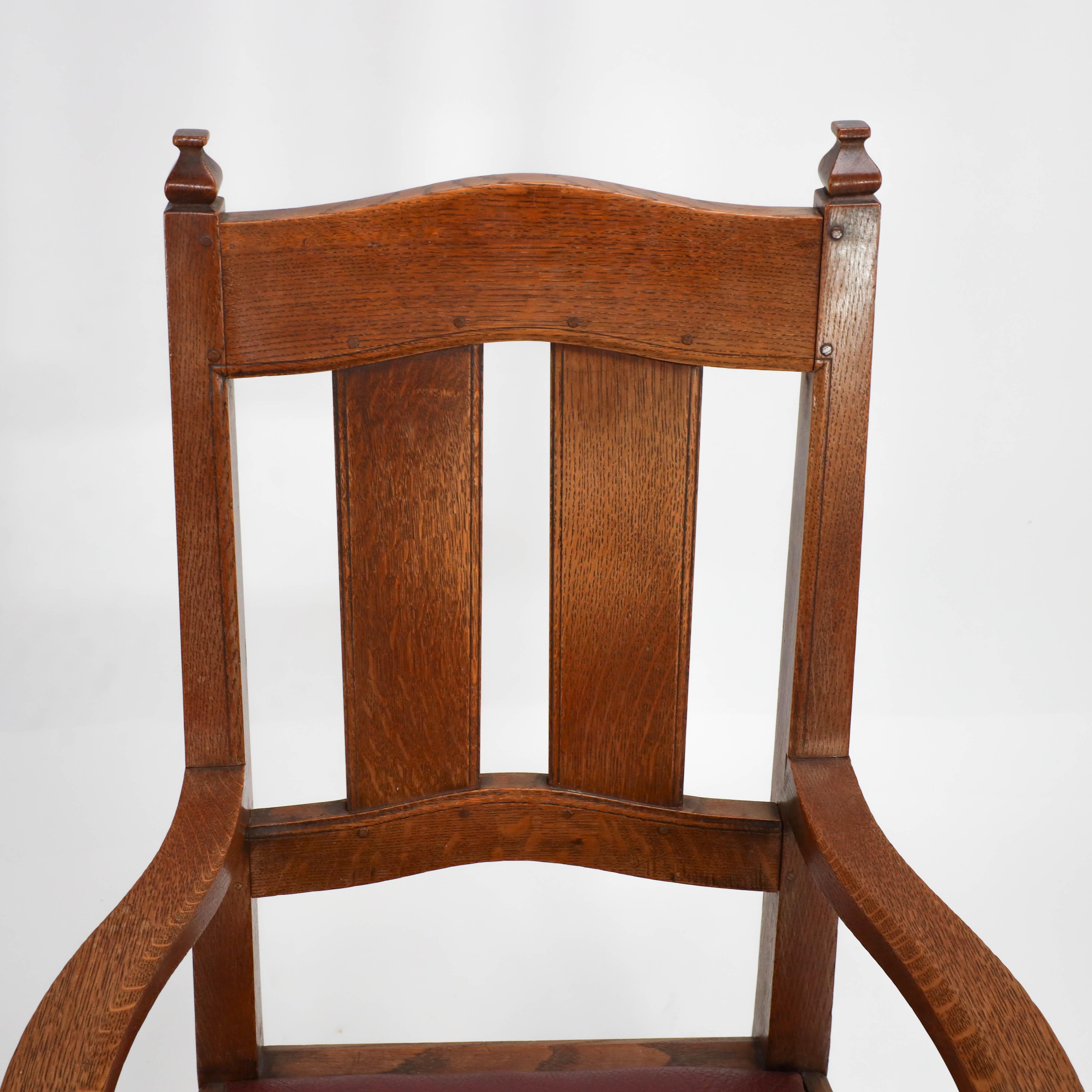 Arts and Crafts W R Lethaby. A rare Arts & Crafts sculptured oak armchair with shaped arms For Sale