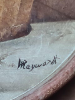 Hand Painted Terracotta Plaque, Longpark, Torquay, Basket of Flowers