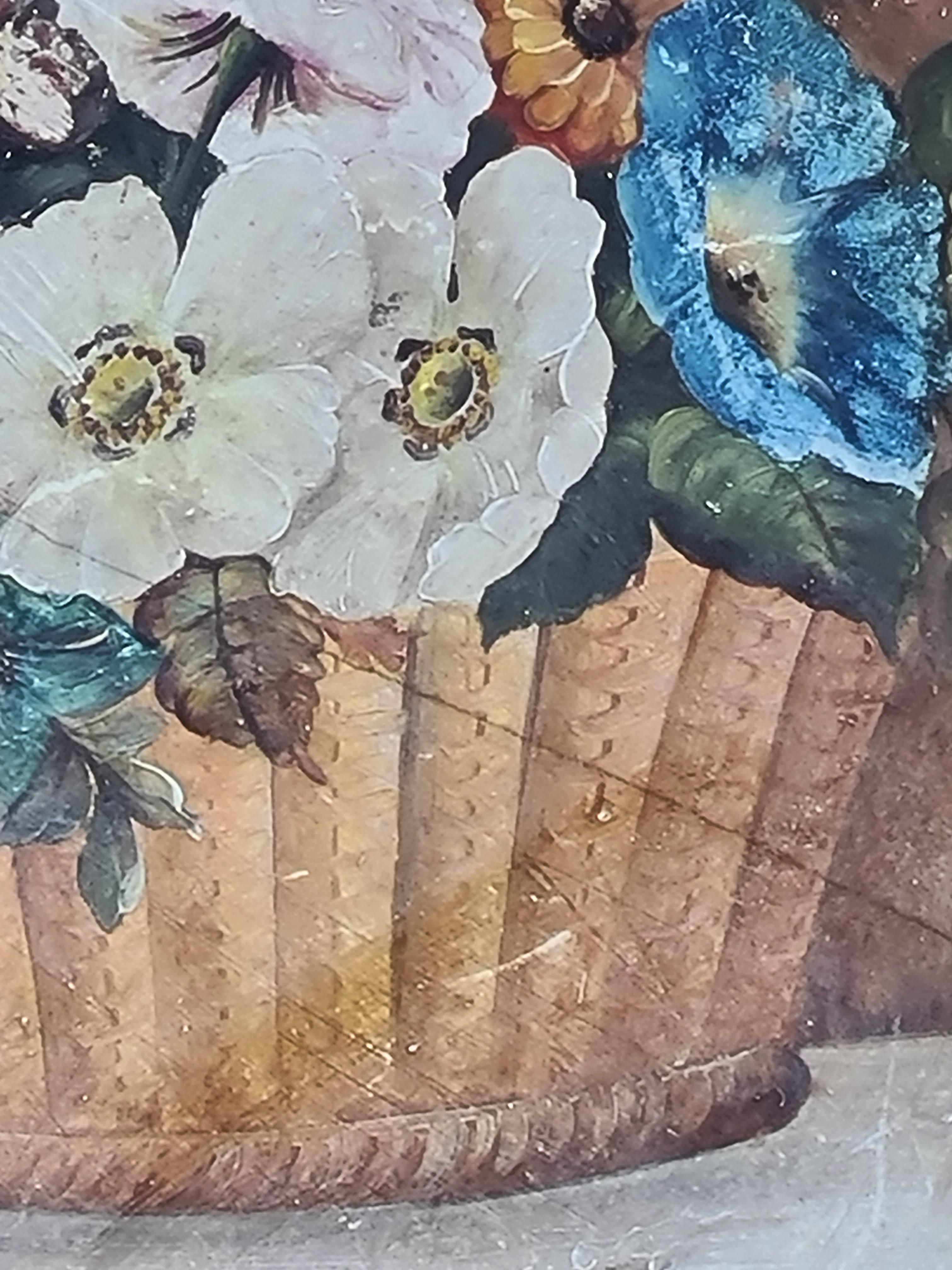 Plaque peinte à la main, Longpark, Torquay, panier de fleurs en vente 2