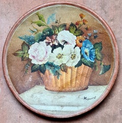 Plaque peinte à la main, Longpark, Torquay, panier de fleurs
