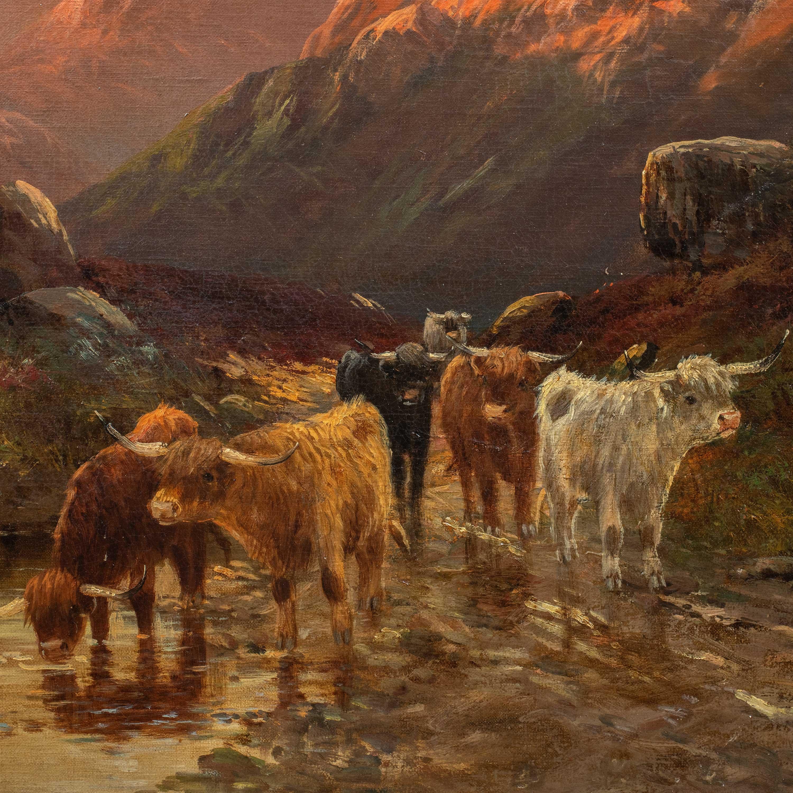 W. Richard British Naturalistic - 19. Jahrhundert Landschaftsmalerei - Highlanders im Angebot 1