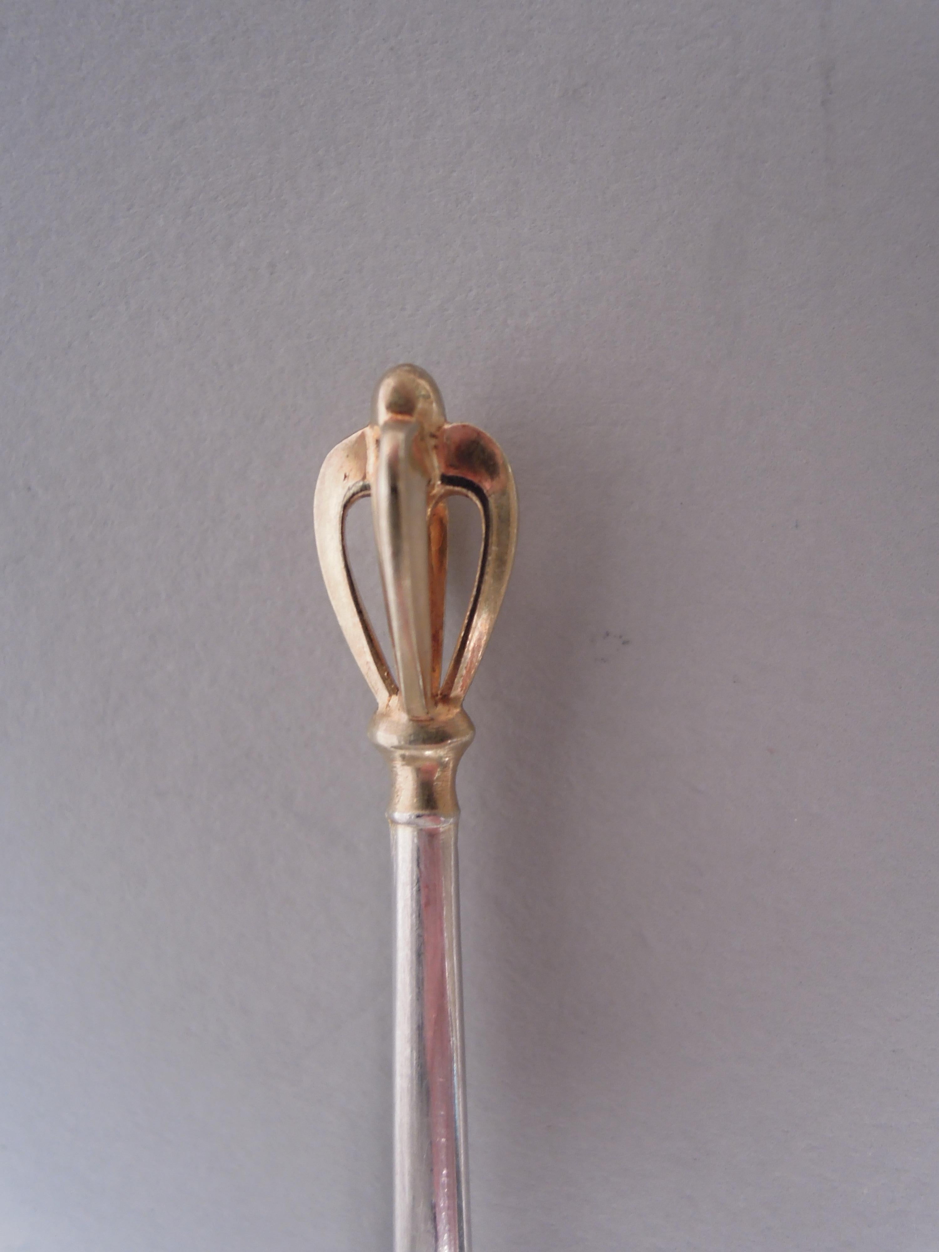 Gilt W & S Sorensen Golden Crown Demitasse Spoons & Sugar Nips For Sale