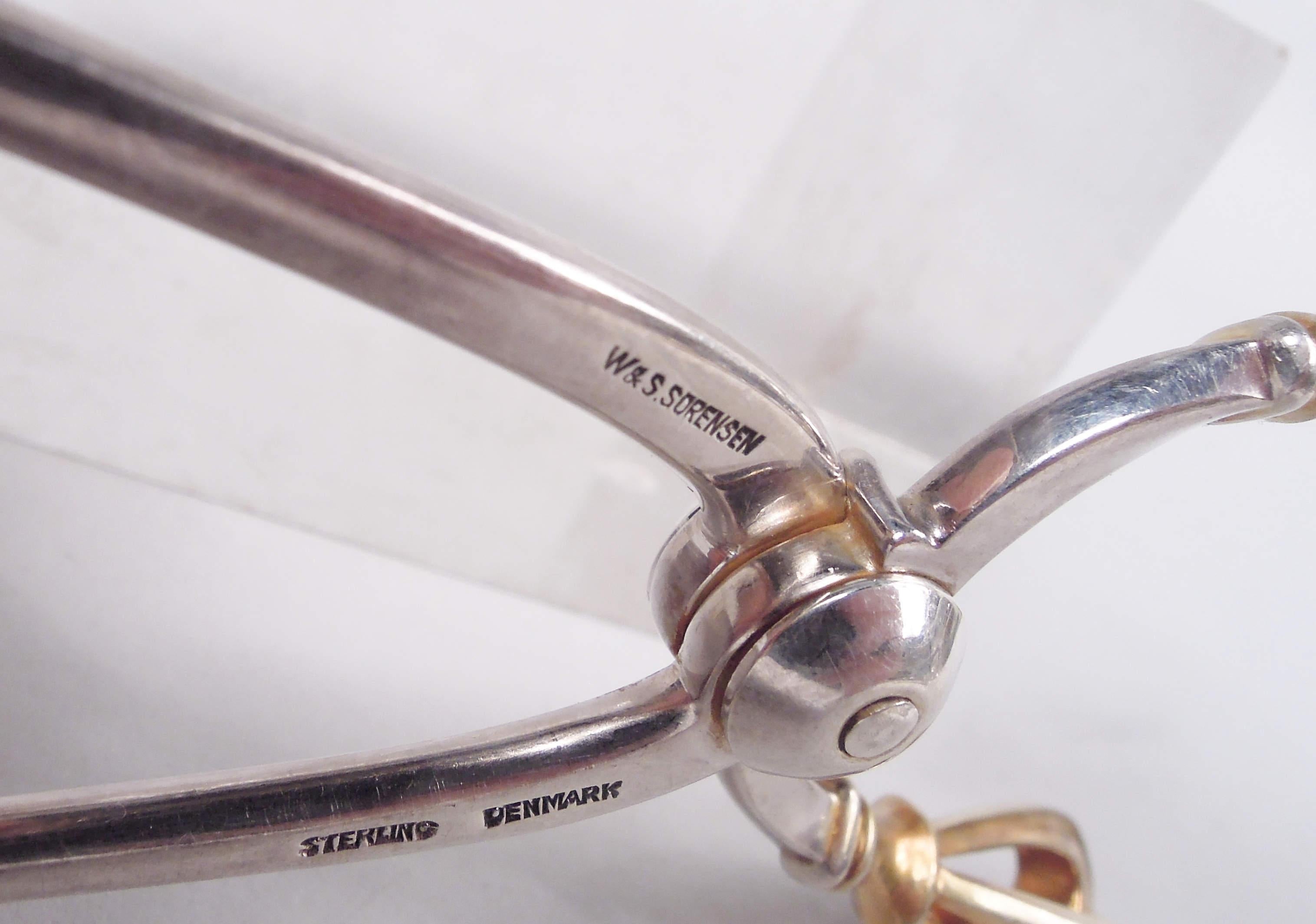 Sterling Silver W & S Sorensen Golden Crown Demitasse Spoons & Sugar Nips For Sale