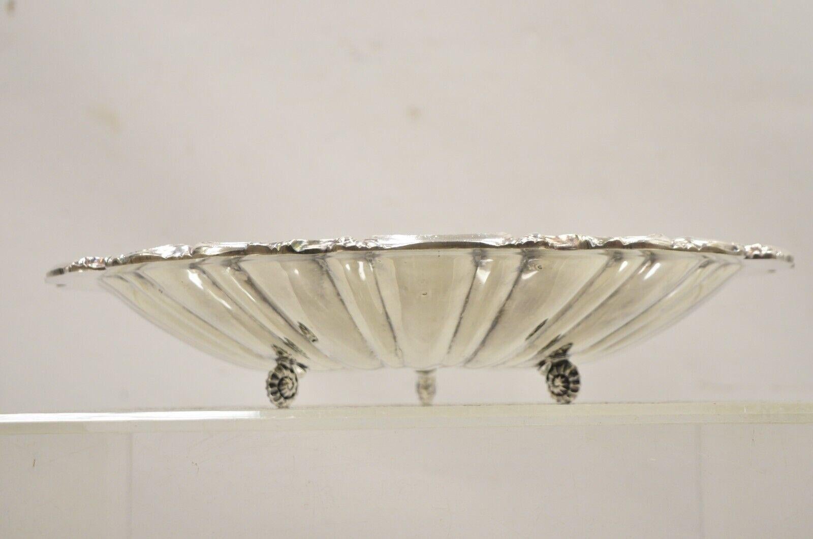 Vintage W & SB English Regency Style Silver Plated Large Scallop Clam Shell Serving Dish. Circa  Mid 20th Century. Measurements:  3.25