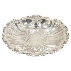Vintage W & SB English Regency Style Silver Plated Large Scallop Clam Shell Serving Dish