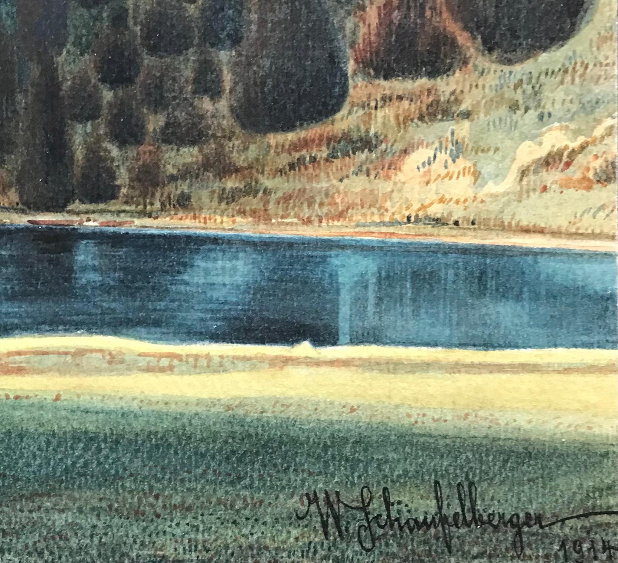 Bergsee von Schaufelberger - Öl auf Papier 24x36 cm (Moderne), Painting, von W. Schaufelberger
