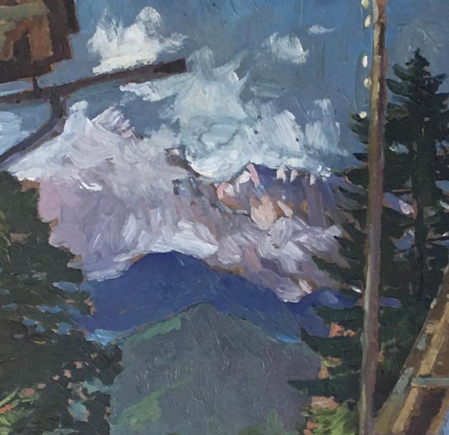 Mountain landscape - Gray Landscape Painting by W. Scherer