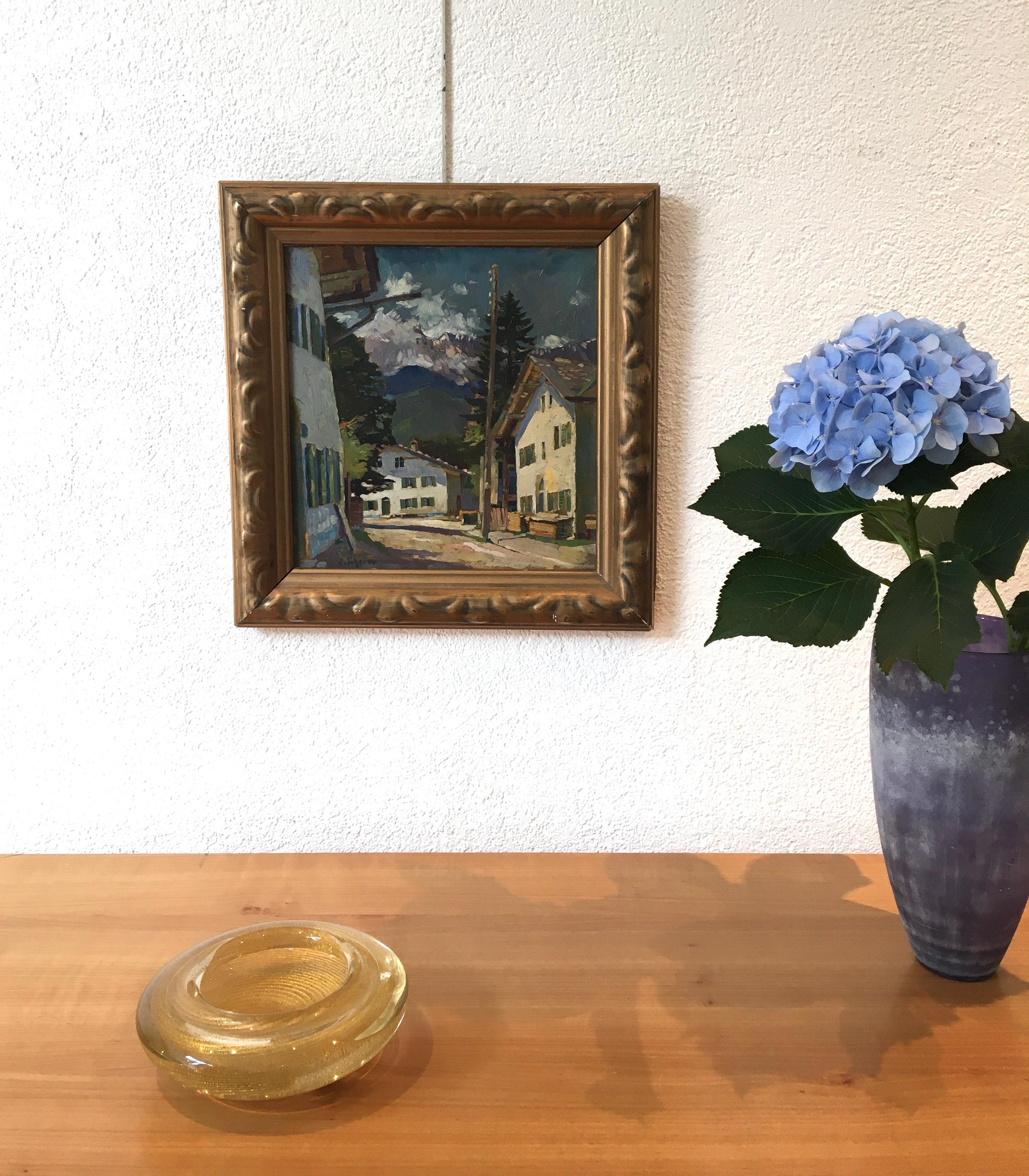 Das Dorf in den Alpen – Painting von W. Scherer
