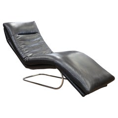 W. Schillig Daily Dreams Silla Chaise Longue Cantilever de Cuero Negro y Cromo