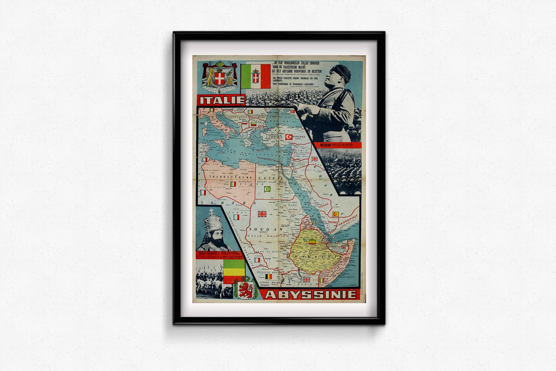 Circa 1935 propaganda poster by W. Seghers - Abyssinie For Sale 1