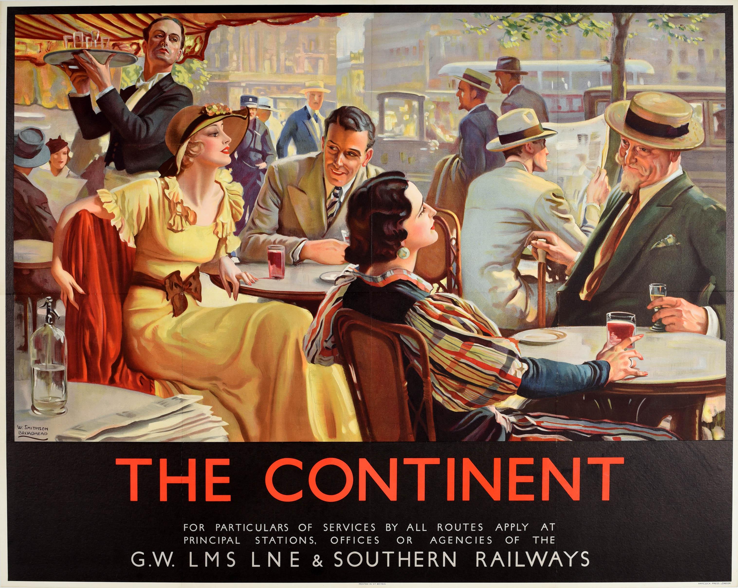 W. Smithson Broadhead Print - Original Vintage Travel Poster The Continent LMS Southern Railways Art Deco GWR