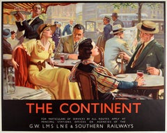 Original-Vintage-Reiseplakat „The Continent LMS Southern Railways“, Art déco, GWR