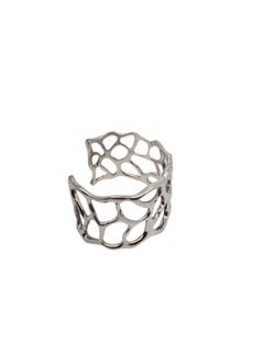 W Manchette moderne abstraite à motif ouvert en argent sterling #20763