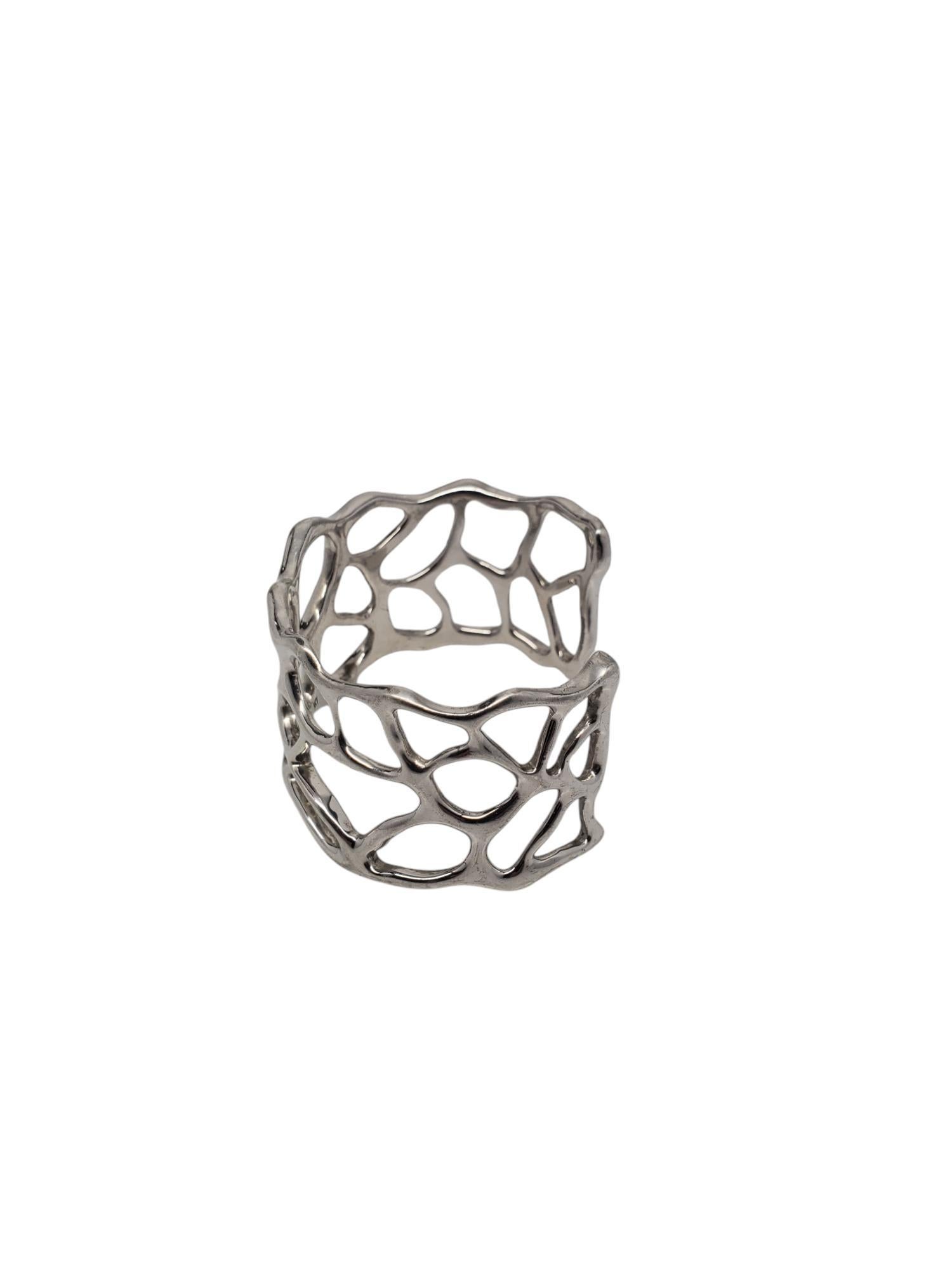 Donna W Bracciale in argento sterling con design aperto astratto moderno #20763 in vendita