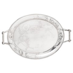 W. Stüttgen important art nouveau 800-Silver Tray with Poppy Decoration