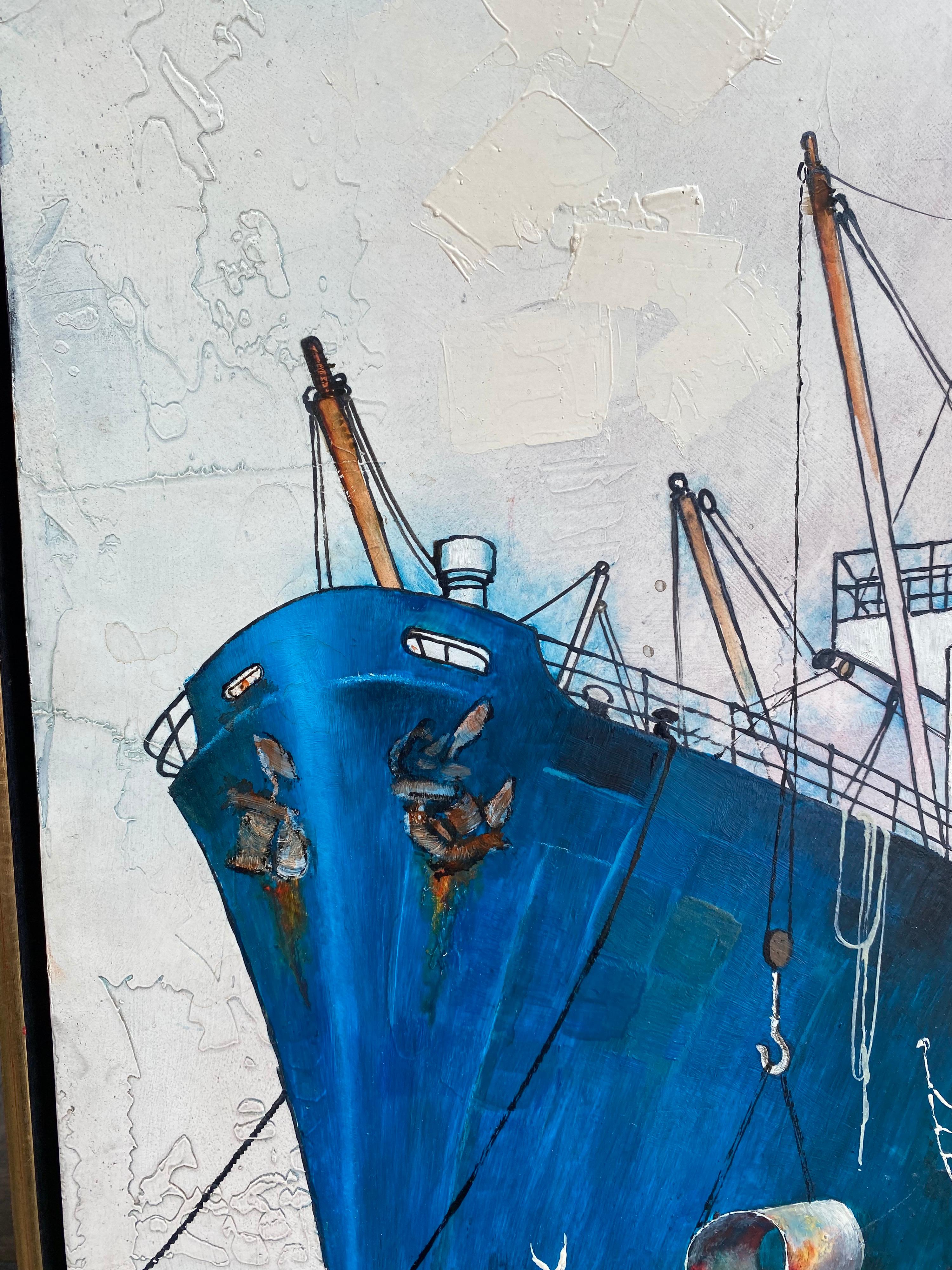 American W. T. Carlsen Ship at Dock Painting