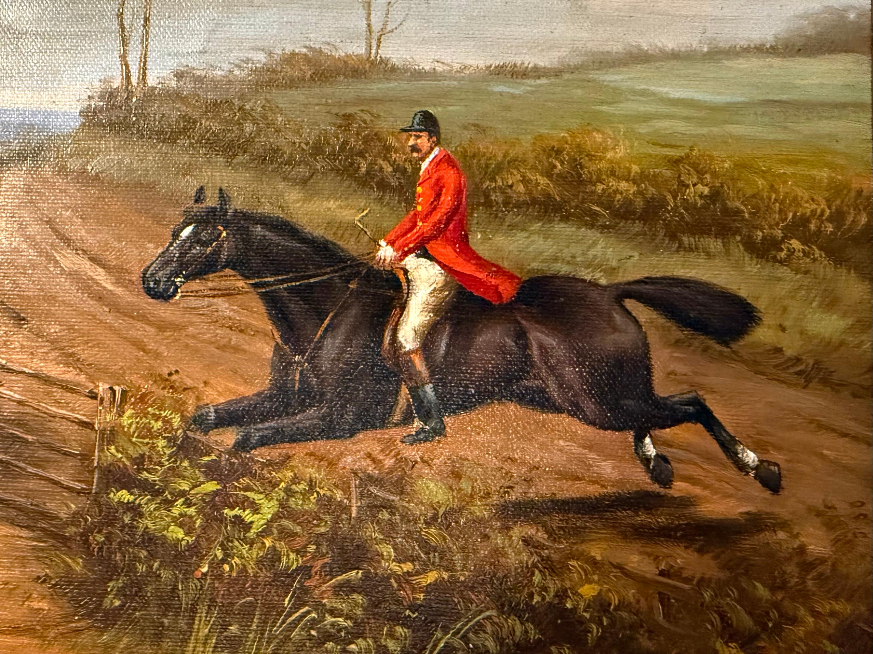 Britische Schuljagd-Szene im traditionellen Stil, 20. – Painting von W. Thomas