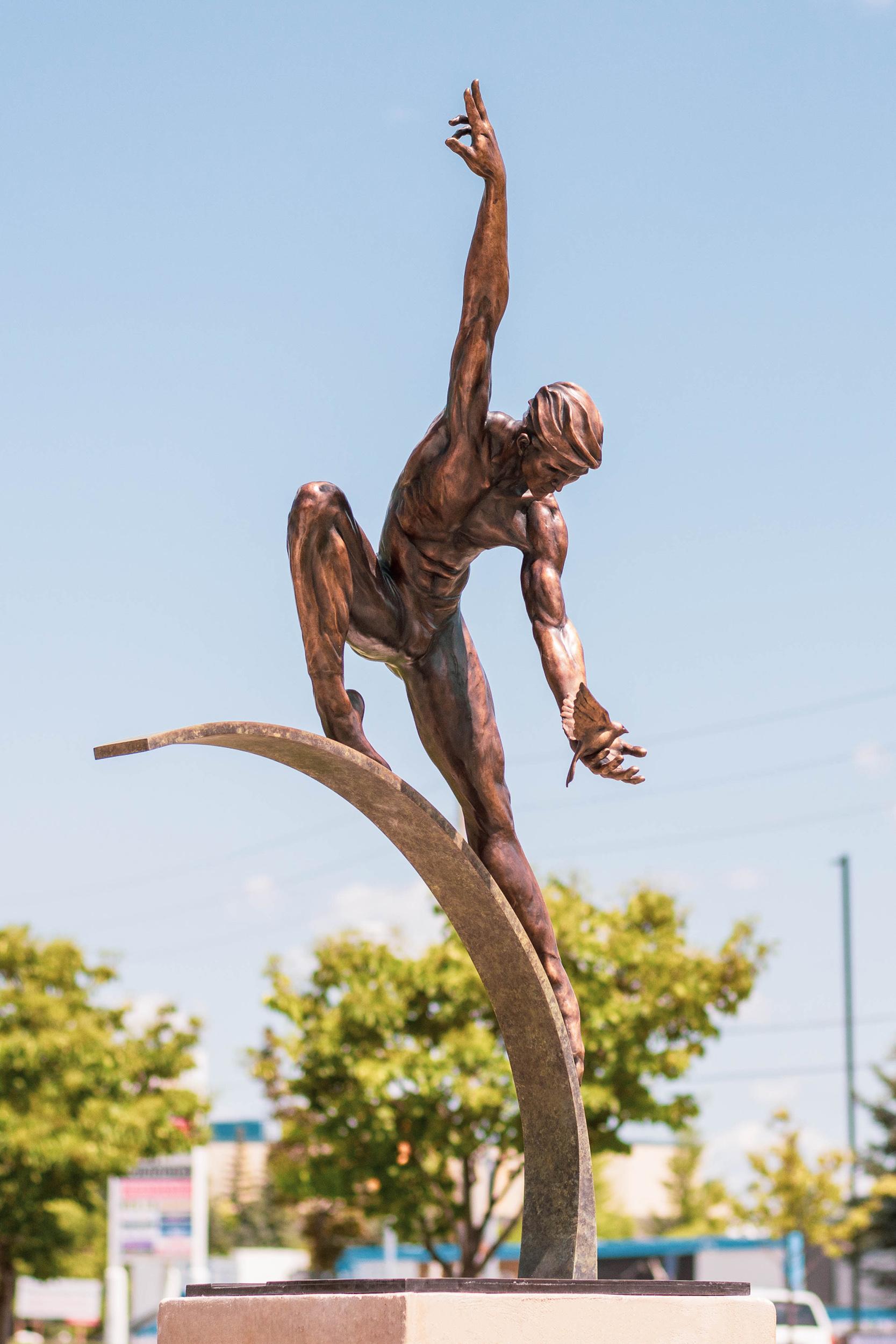 The Messenger 2/5 - male dancer, contemporary, bronze outdoor sculpture - Contemporary Sculpture by W.W. Hung