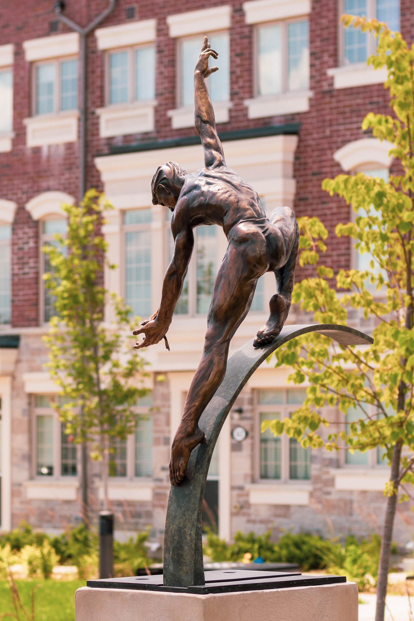 The Messenger 2/5 - male dancer, contemporary, bronze outdoor sculpture For Sale 3
