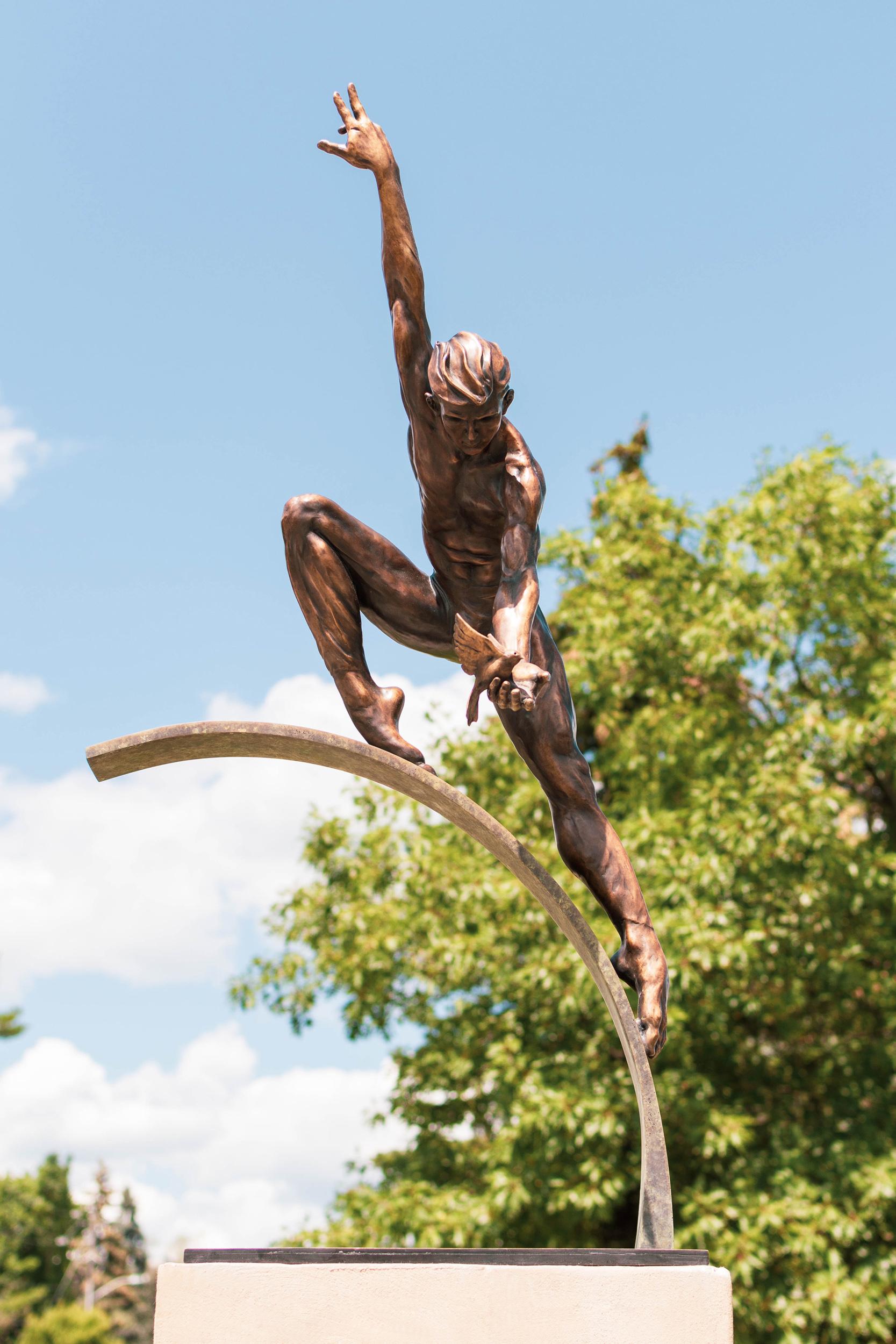 The Messenger 2/5 - male dancer, contemporary, bronze outdoor sculpture - Sculpture by W.W. Hung