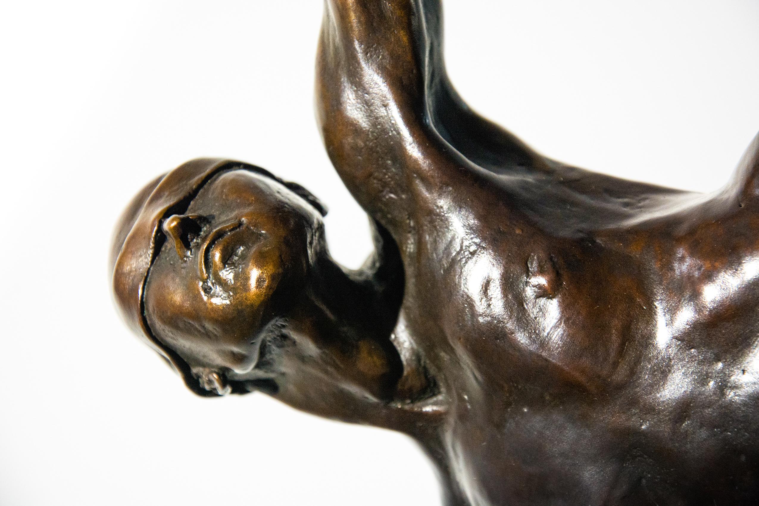 Yearning 1/9 - male, nude, figurative, statuette, bronze sculpture 3
