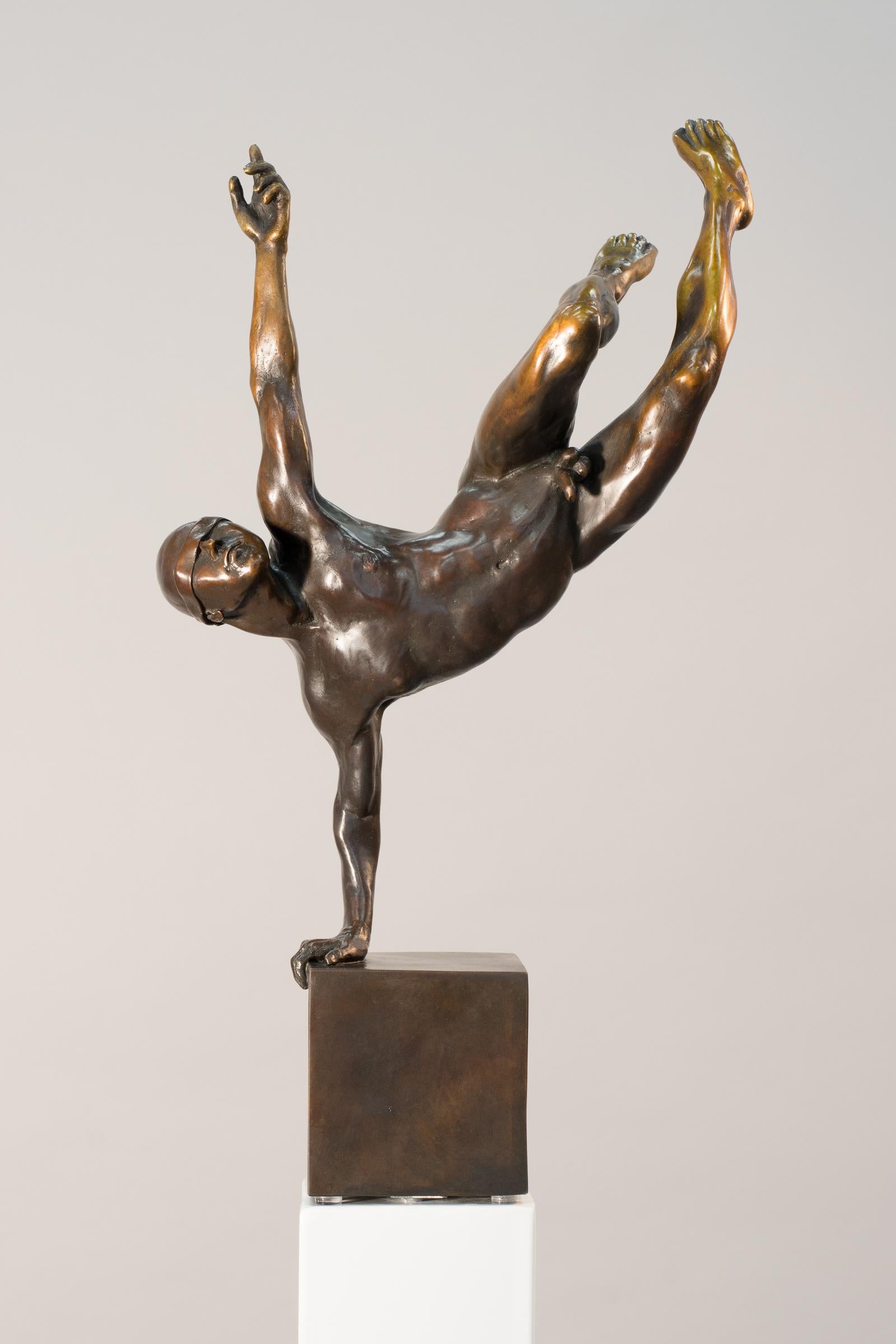 Yearning 3/9 - male, nude, figurative, statuette, bronze sculpture