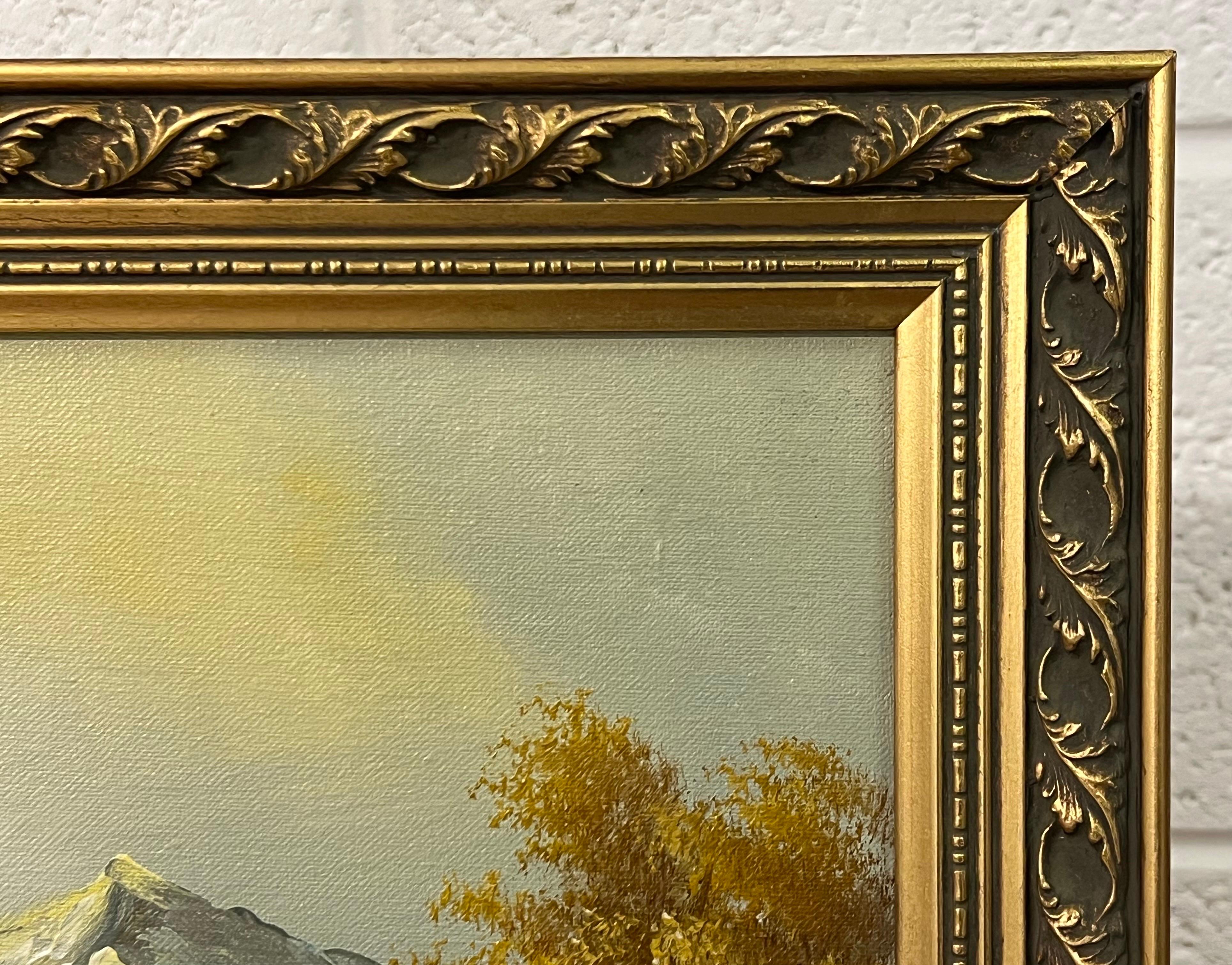 Oil Painting of Mountain and Forest Landscape by 20th Century Artist For Sale 5