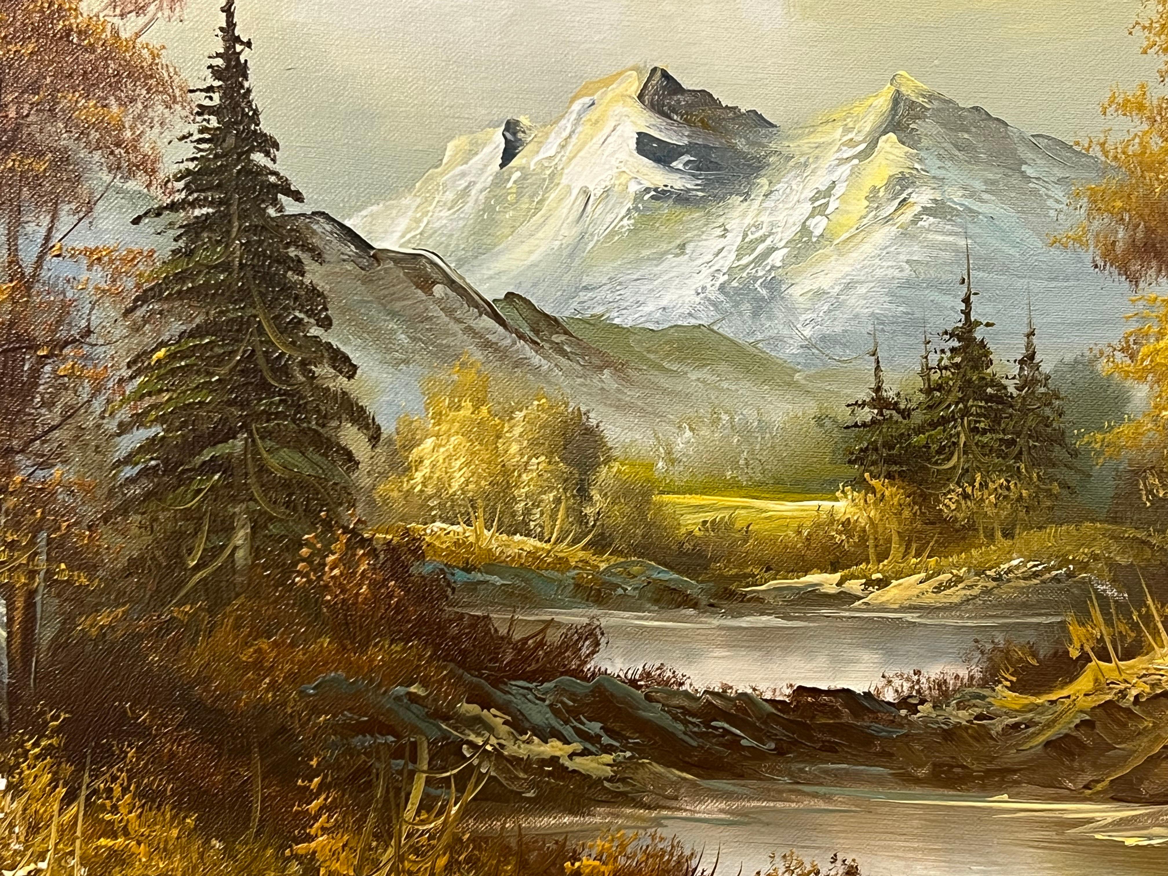 Oil Painting of Mountain and Forest Landscape by 20th Century Artist For Sale 3