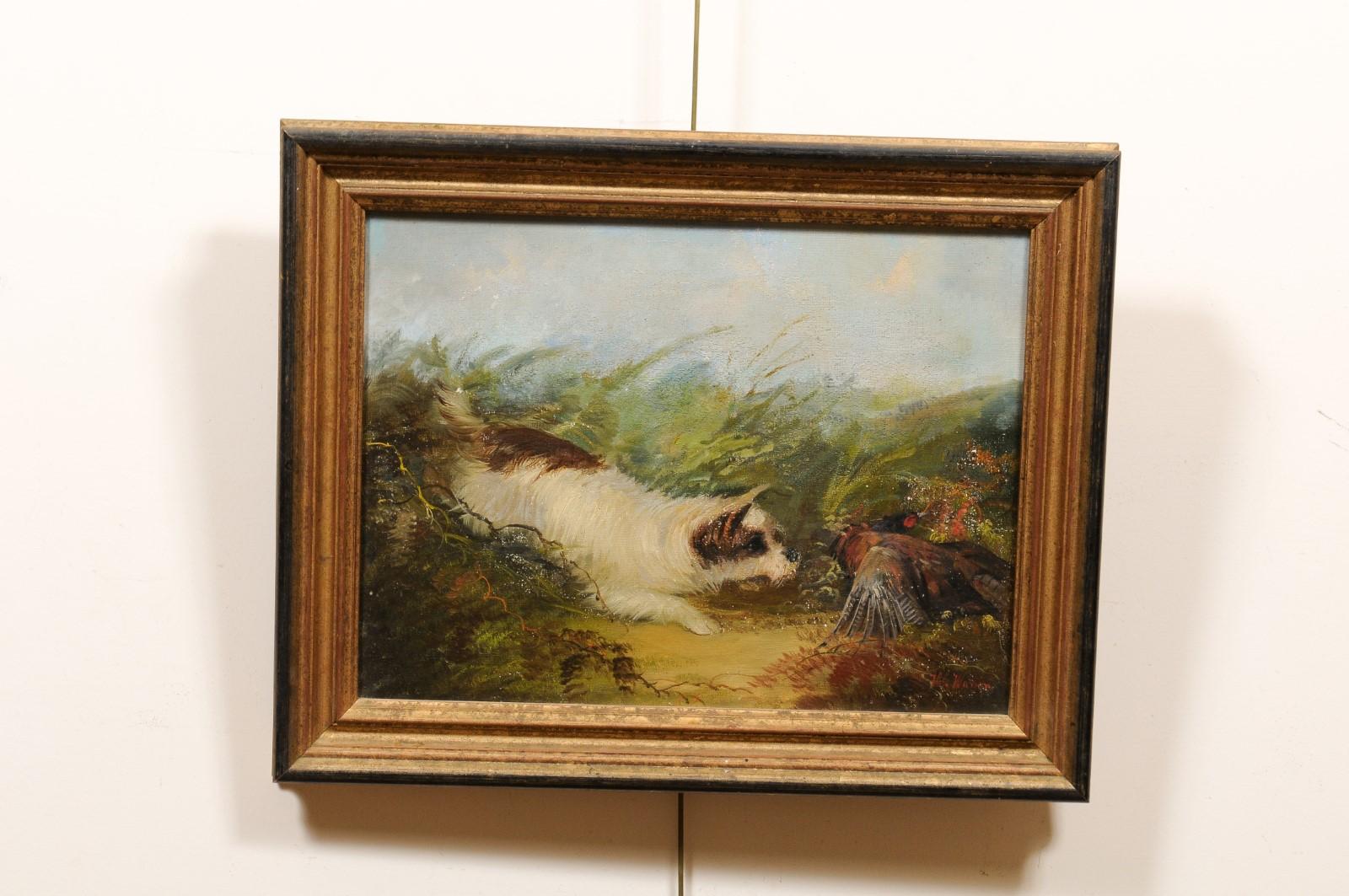 W. Warren (1832-1912) Bird Hunting Oil on Canvas in Giltwood Frame In Good Condition For Sale In Atlanta, GA