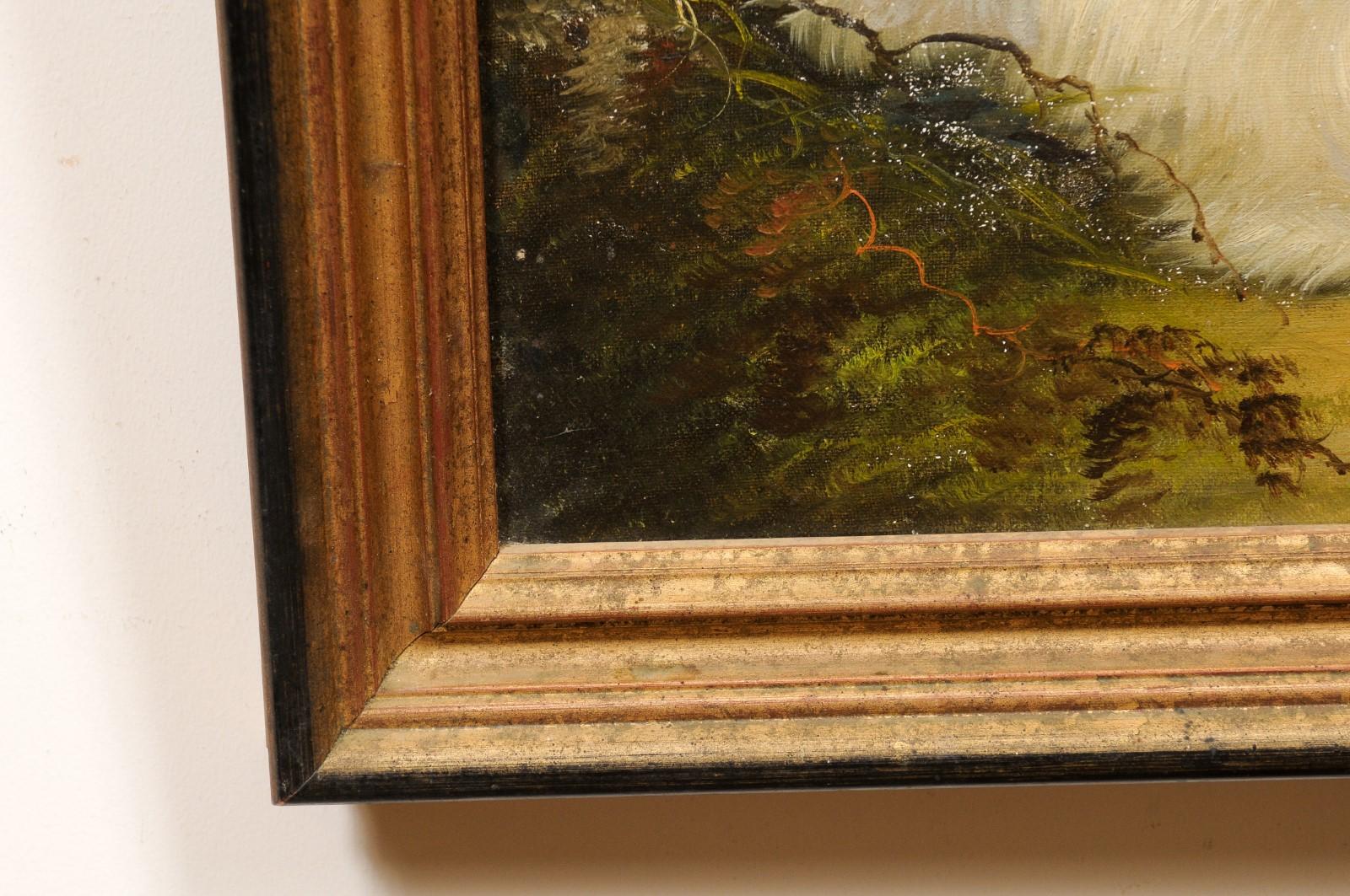 W. Warren (1832-1912) Vogel- Jagd Öl auf Leinwand in vergoldetem Holzrahmen (19. Jahrhundert) im Angebot