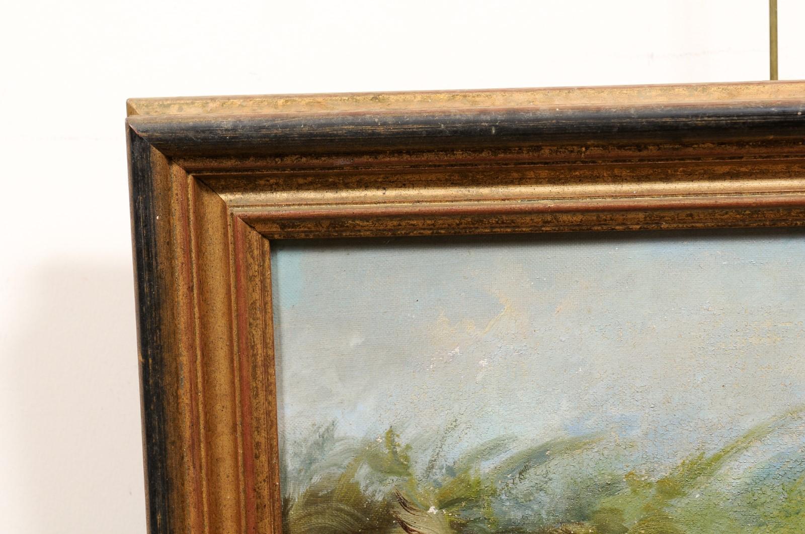 W. Warren (1832-1912) Bird Hunting Oil on Canvas in Giltwood Frame For Sale 1