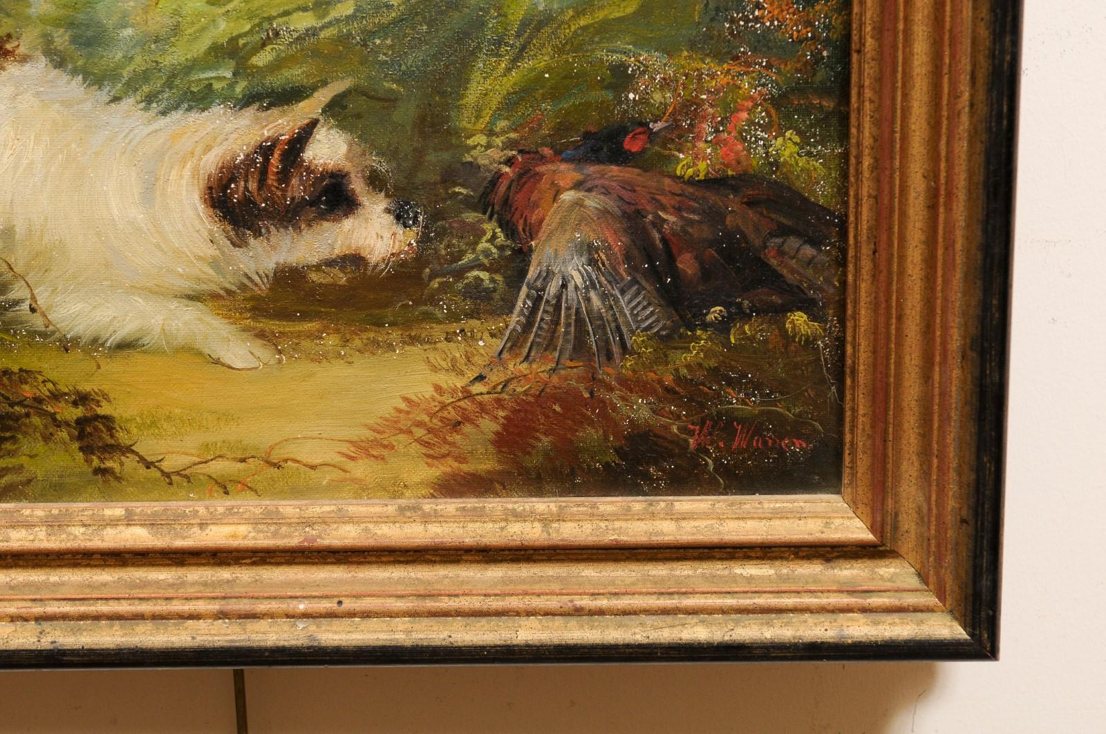 W. Warren (1832-1912) Bird Hunting Oil on Canvas in Giltwood Frame For Sale 3