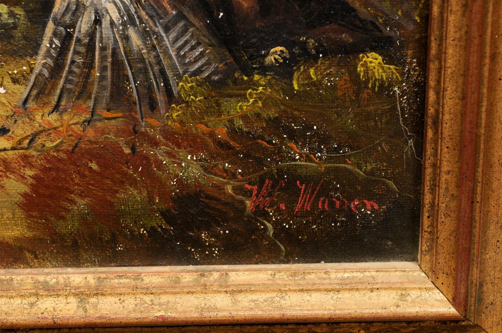 W. Warren (1832-1912) Vogel- Jagd Öl auf Leinwand in vergoldetem Holzrahmen im Angebot 4